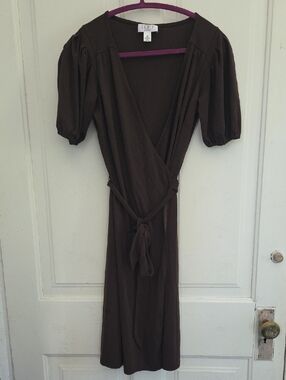 brown colour combination for dress Loft Print Smocked Vintage July Dress M